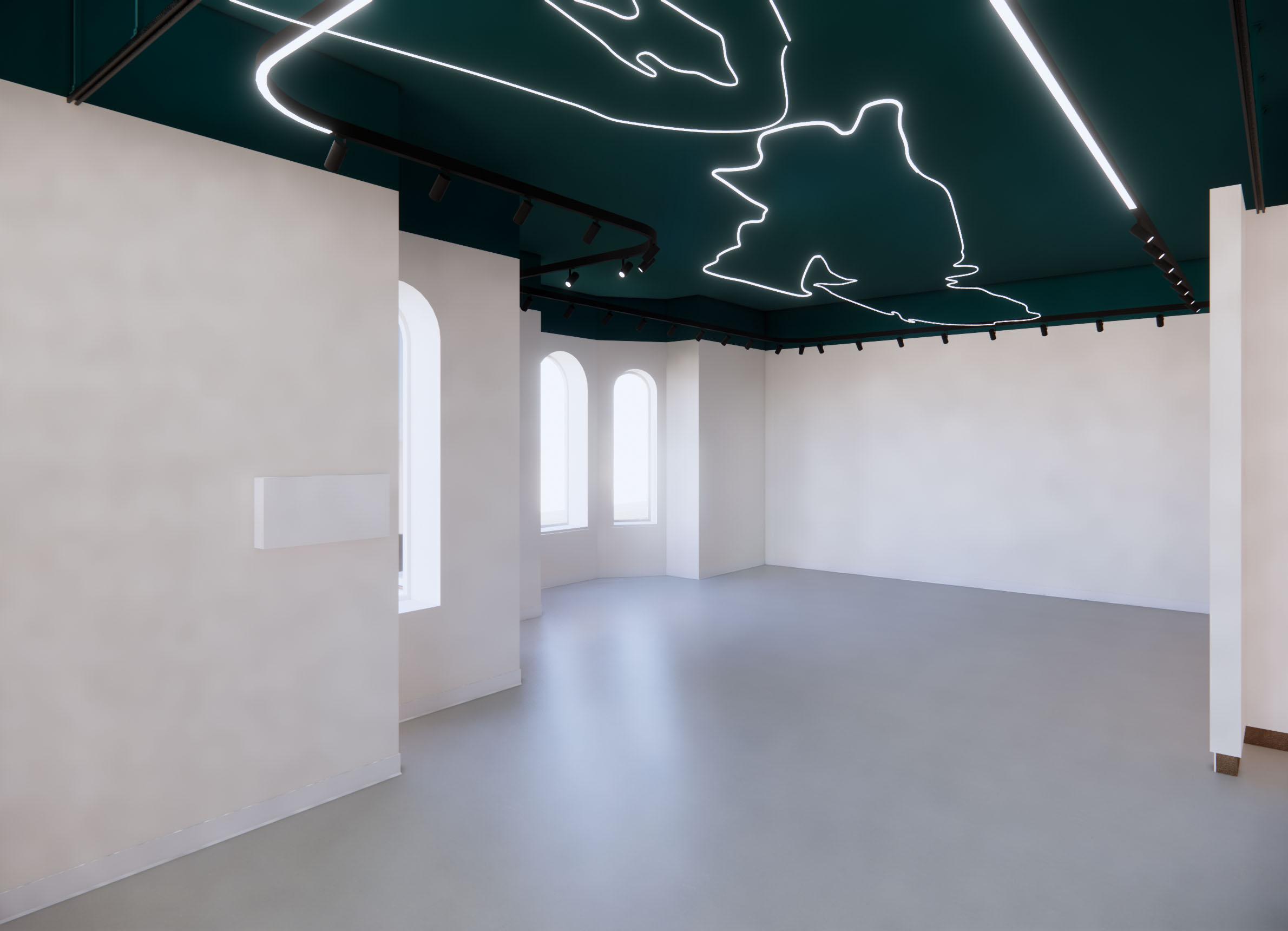 Digital render of the Gallery space.