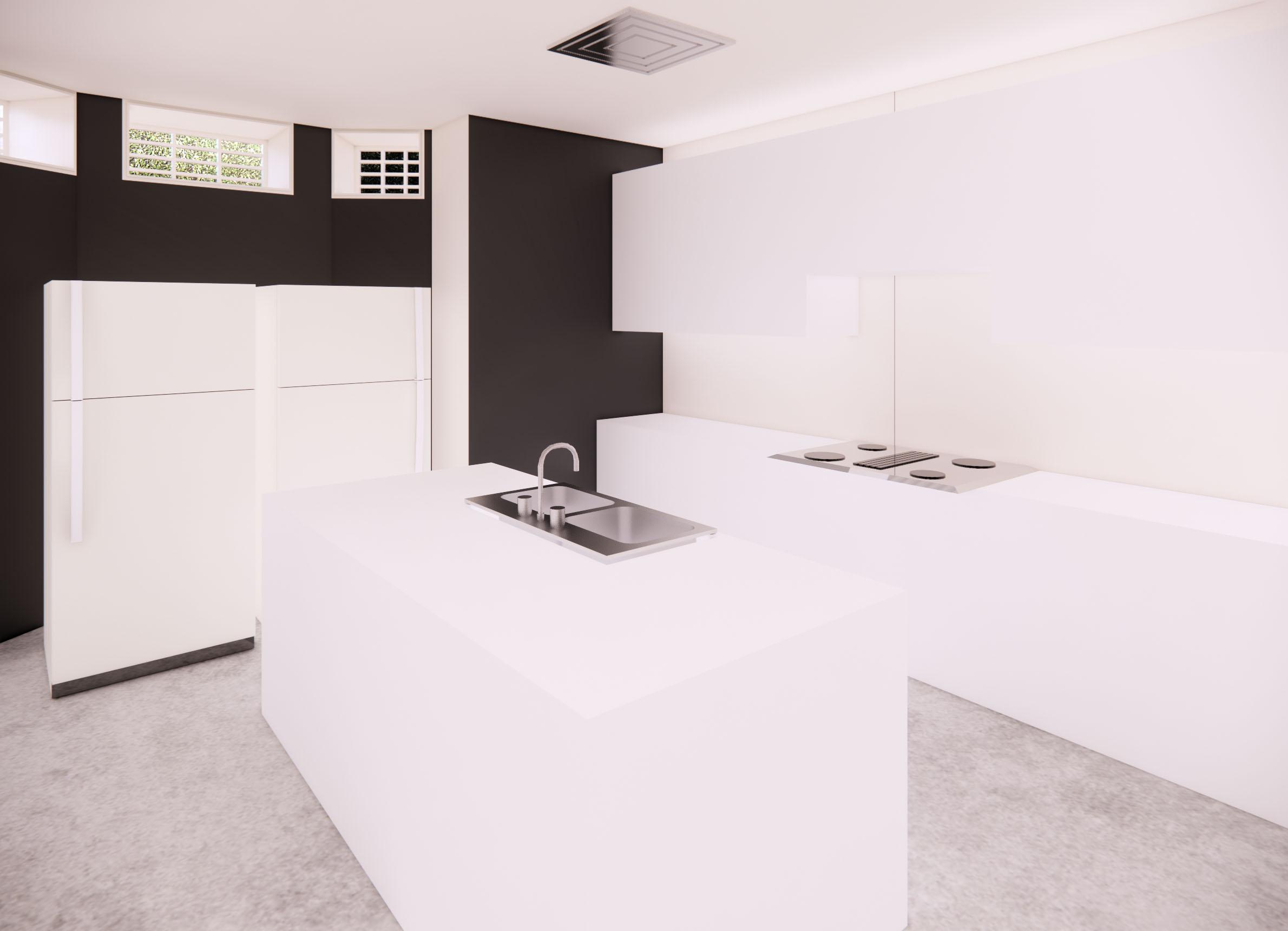 Digital render of the Kitchen.