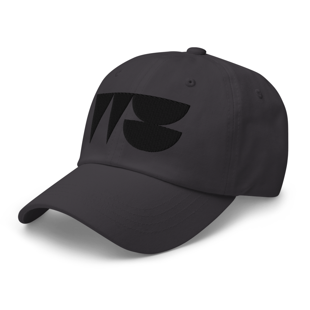 Grey baseball cap with black, stitched Wildseed logo.