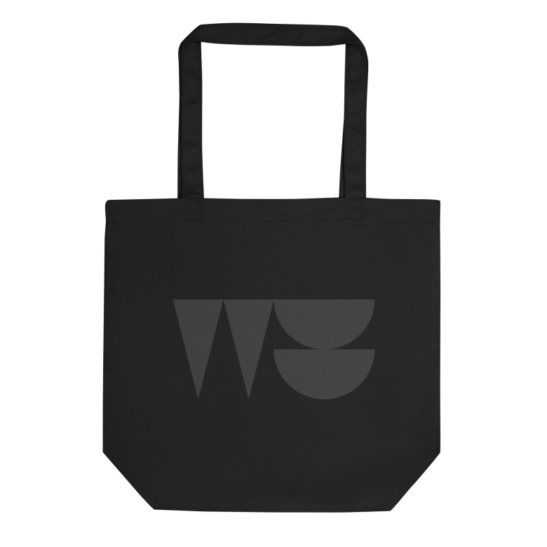 Front of eco tote bag in black.