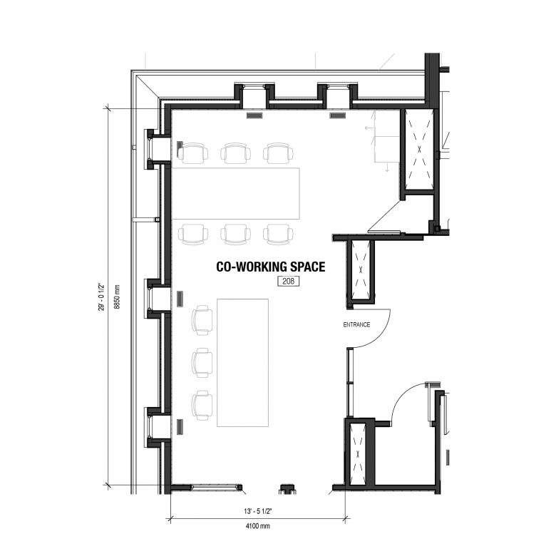 Architectural floor plans of Co-working space.